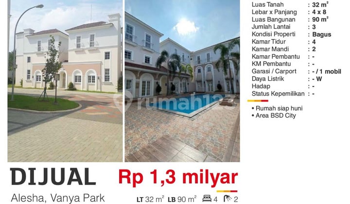 Rumah di Vanya Park, BSD City Bagus Siap Huni