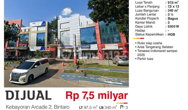 Ruko di Kebayoran Arcade 2, Bintaro siap usaha