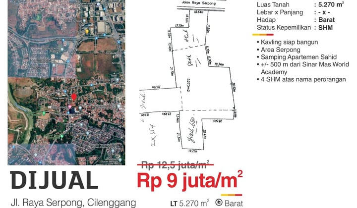 Tanah Kavling di Jl. Raya Serpong, Cilenggang 5270 M² Tanah Kavling di Jl. Raya Serpong, Cilenggang 5270 M²