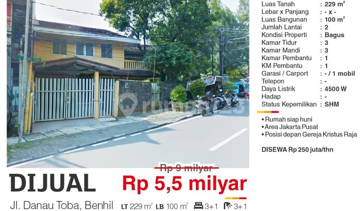 Rumah di Jl. Danau Toba, Bendungan Hilir