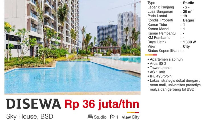 Apartemen Sky House Studio Siap Huni