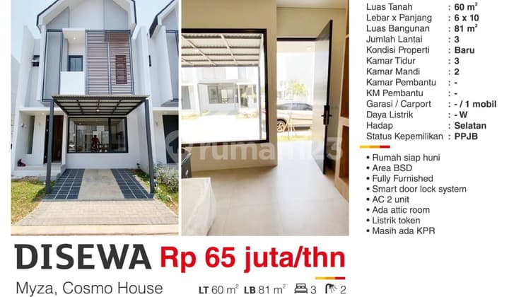 Rumah di Myza, Cosmo House, BSD Furnished