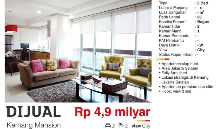 Apartemen Kemang Mansion 2 Bedroom Furnished