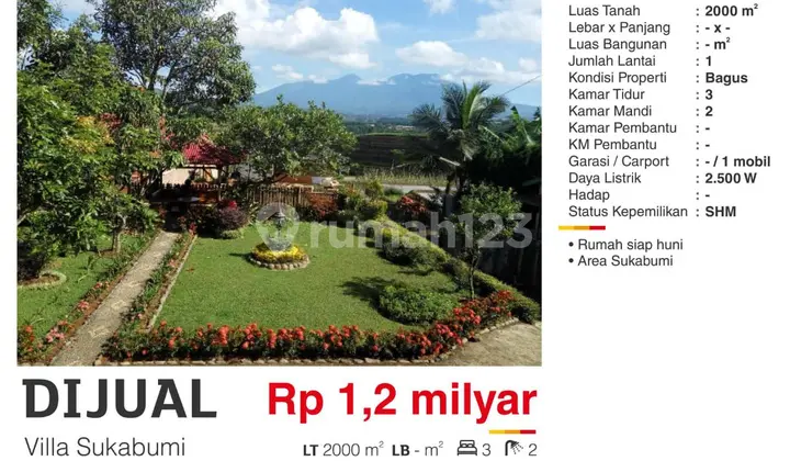 Rumah Villa di Sukabumi, Jawa Barat Cantik