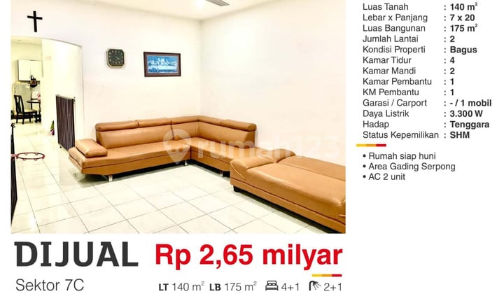 Rumah di Sektor 7C, Gading Serpong Siap Huni