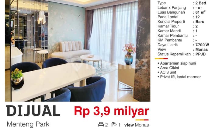 Apartemen Menteng Park 2 Bedroom Furnished