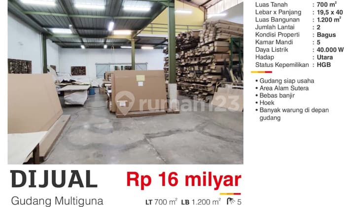 Gudang Multiguna di Alam Sutera 1200 m²