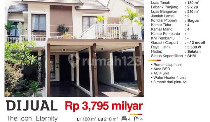 Rumah di BSD The Icon Siap Huni Cantik dan Asri