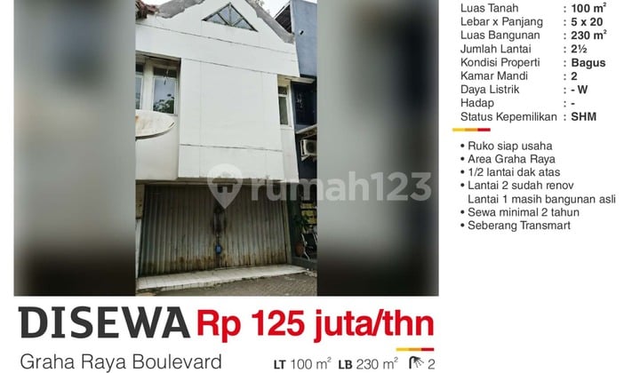 Ruko Di Graha Raya Siap Usaha Lokasi Strategis