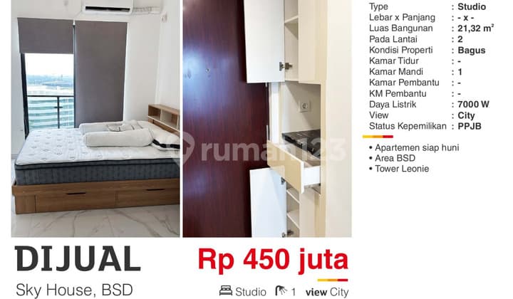 Sky House BSD Studio Type Apartment Ready to Move In