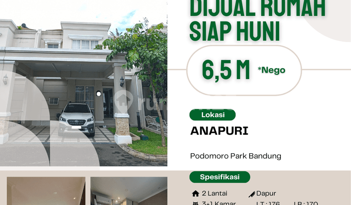 Siap Huni Rumah 2 Lantai Fasilitas Lengkap Podomoro Park
