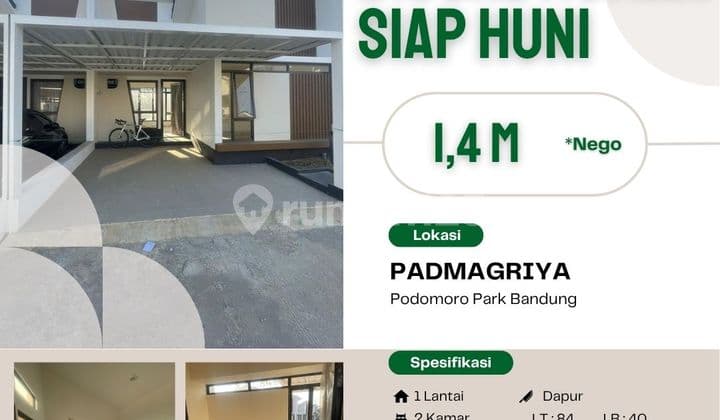 Rumah Siap Huni 1 Lantai Klaster Padmagriya Podomoro Park Bandung