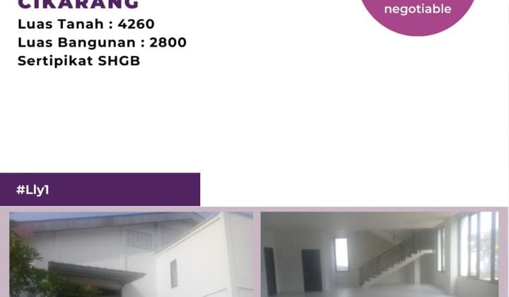 Dijual Murah Gudang Lokasi Strategis, Siap Pakai Dibekasi