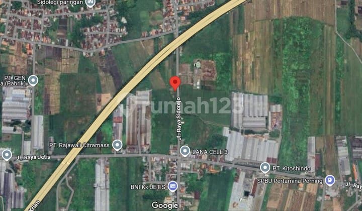 Tanah Industri Jl Sidorejo, Mojokerto Lebar 100 Meter Strategis