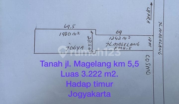 Tanah Pekarangan Luas Strategis Lokasi Jl Magelang Km 5,5 Yogyakarta
