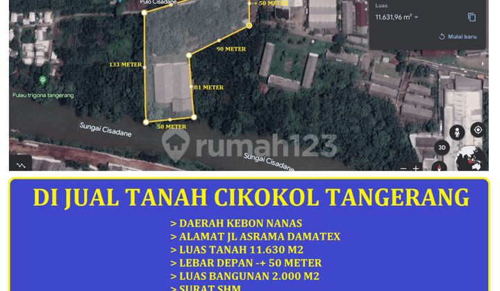 di Jual Tanah di Jl Asrama Damatex Kebon Nanas Cikokol Tangerang