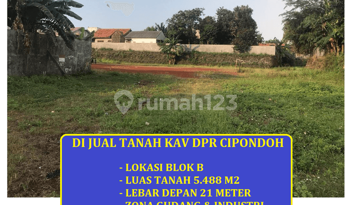 Jual Tanah 5000 Meter di Kavling Dpr Blok B Cipondoh Tangerang