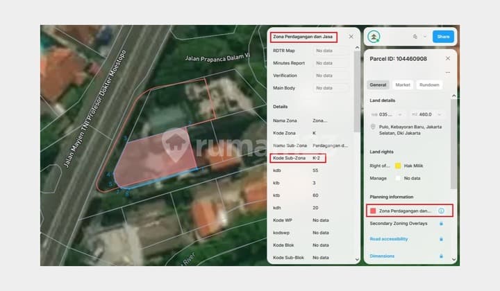 Sell old house, land area 460, price below NJOP, Jln Prapanca Raya, Kebayoran Baru, South Jakarta.