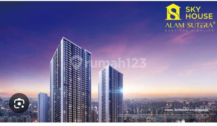 For Sale Sky House Apartment Alam Sutera, 3+1 Bedroom Type, Floor Area 76.07m2, Castilla Tower, Take Over Price IDR 600 Million