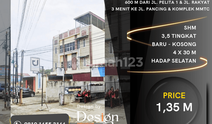 Ruko Baru. Jl. Perjuangan. Panjang 30 M. 3 Menit Dari Jl. Pancing