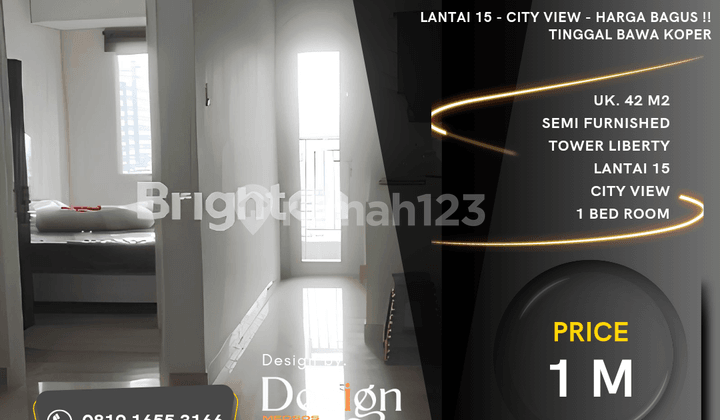 Harga Bagus Apartment Podomoro. 1 Bed Room. City View. Lt. 15