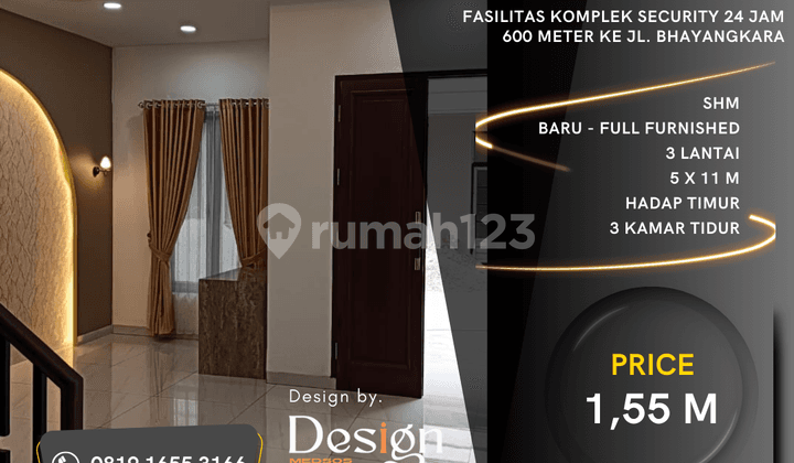 Rumah Komplek, Baru, Full Furnished. 900 M Ke Komplek Cemara Asri