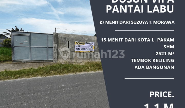Tanah Pantai Labu.2.521 M².tembok Keliling. 15 Mnt Dr Lubuk Pakam