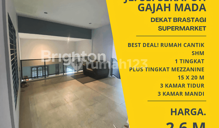 Rumah Luas.jl. Sei Serapuh, Gajah Mada. Dengan Mezzanine