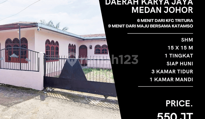 Rumah Luas Daerah Jl. Karya Jaya, Johor. 6 Menit Dari Kfc Tritura