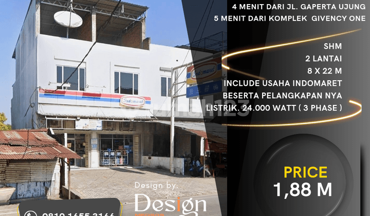 Ruko Gandeng Dengan Usaha Indomaret. Jl.kelambir V, Gaperta Ujung