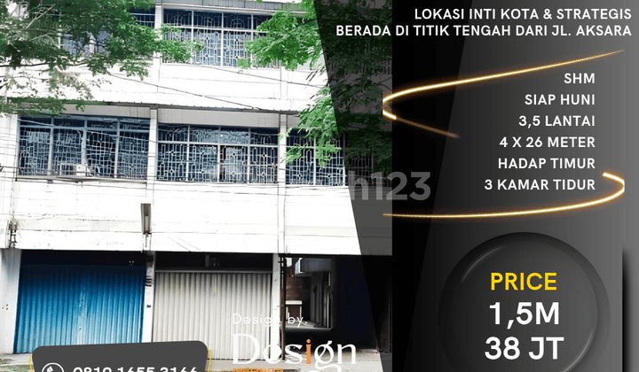 Jual / Sewa. Ruko Jl. Aksara. Inti Kota, Strategis. Harga Bagus