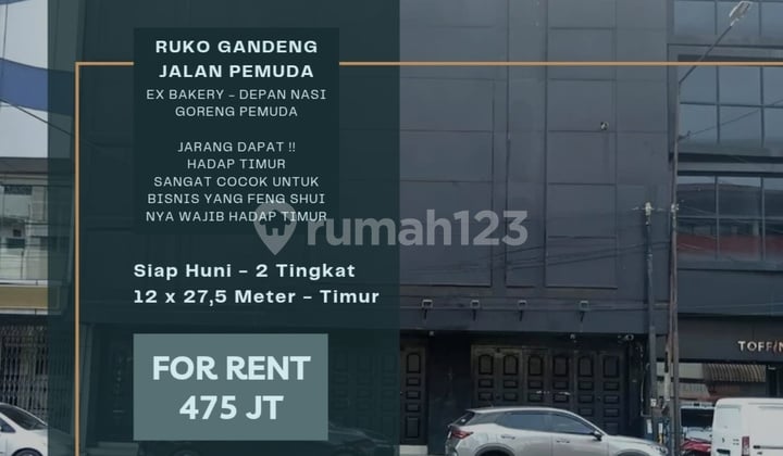 Ruko Gandeng 3. Jl. Pemuda. Ex France Bakery, Hadap Timur