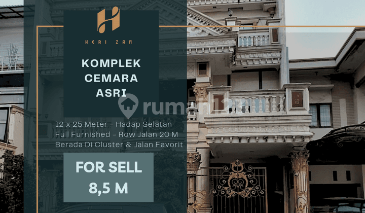 Komplek Cemara Asri. Full Furnished. Lebar 12 M. Hadap Selatan