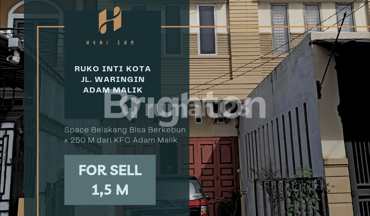 Ruko Jl. Waringin. ± 250 Meter Dari KFC Jl. Adam Malik. Inti Kota. Panjang Tanah 30 Meter