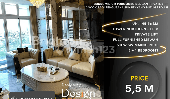 Condominium Podomoro. Private Lift. Full Furnished. Lantai 3