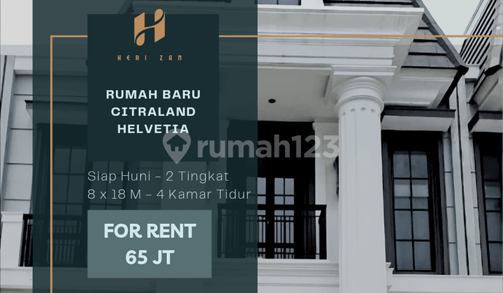 Disewakan Rumah Baru Citraland Helvetia. Lebar 8 Meter. Siap Huni