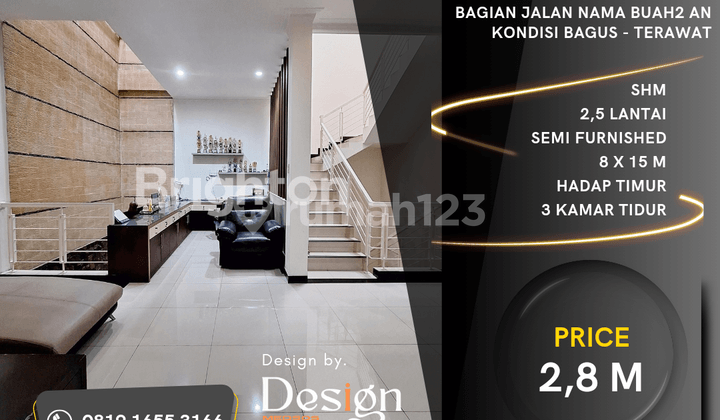 Komplek Cemara Asri. Semi Furnished. Jalan Nama Buah2 An. Lebar 8