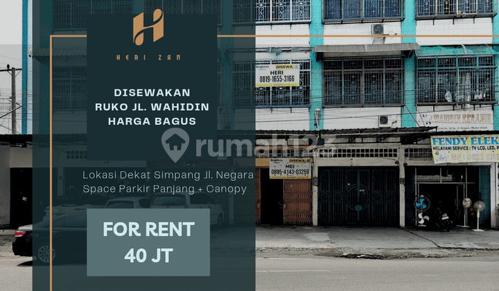 Ruko Jl. Wahidin. Dekat Simpang Jl. Negara. Space Parkir Panjang