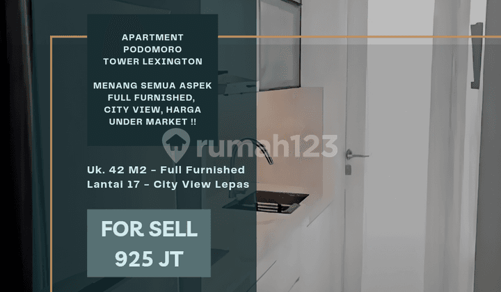 Podomoro Apartment. 42 m2. 1 Bedroom. Fully Furnished. City View