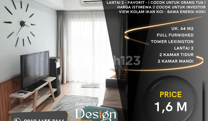 Apartment Podomoro. Full Furnished. Lantai 2. Uk. 64 M2. 2 BR