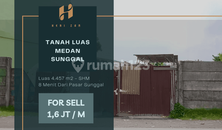 Land 4,457 m2. Medan Sunggal. Certificate of Ownership (SHM). 8 Minutes from Sunggal Market.