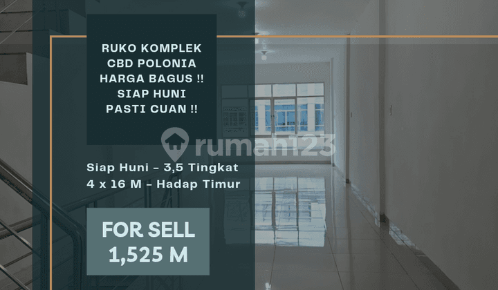 Harga Bagus!! Ruko CBD Polonia, Siap Huni, Hadap Timur.Pasti Cuan