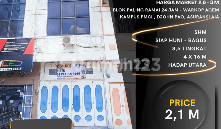 Jual Cepat. Ruko Komplek Multatuli Indah. Harga Investor