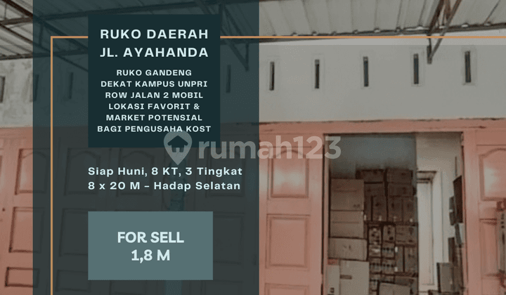 Ruko Gandeng Daerah Jl. Ayahanda. Lokasi Potensi Kost,Coffee Shop