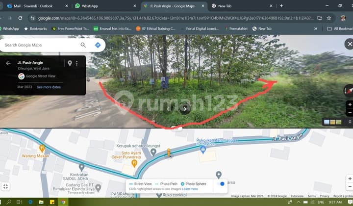 Kavling di Cileungsi Jalan Pasir Angin Dekat Tol Jorr Lanjutan Dari Kowis