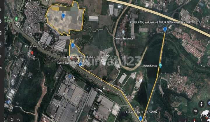 Kavling Tanah 34 Ha Zona Industri Area Parangmulya Ciampel Karawang