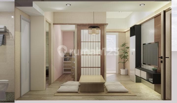 fully furnish interior japan, apartemen tokyo pik2 type 2br di rombak 1br 36m2 siap huni
