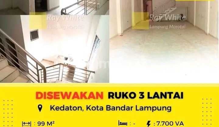 FOR RENT: 3-STORY SHOPHOUSE ON TEUKU UMAR STREET, KEDATON, BANDAR LAMPUNG