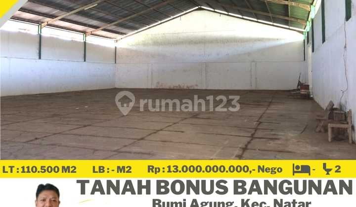 FOR SALE LAND WITH WAREHOUSE BONUS IN NATAR SOUTH LAMPUNG