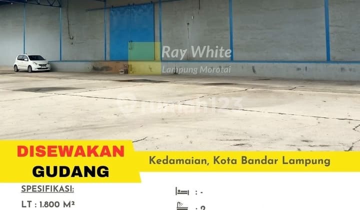 For rent warehouse in Kedamaian/Campang, Bandar Lampung